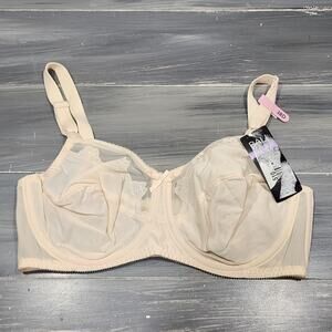 Bali 0180 Underwire Bra 38D Flower Bali 2 Ply Full Coverage Cream